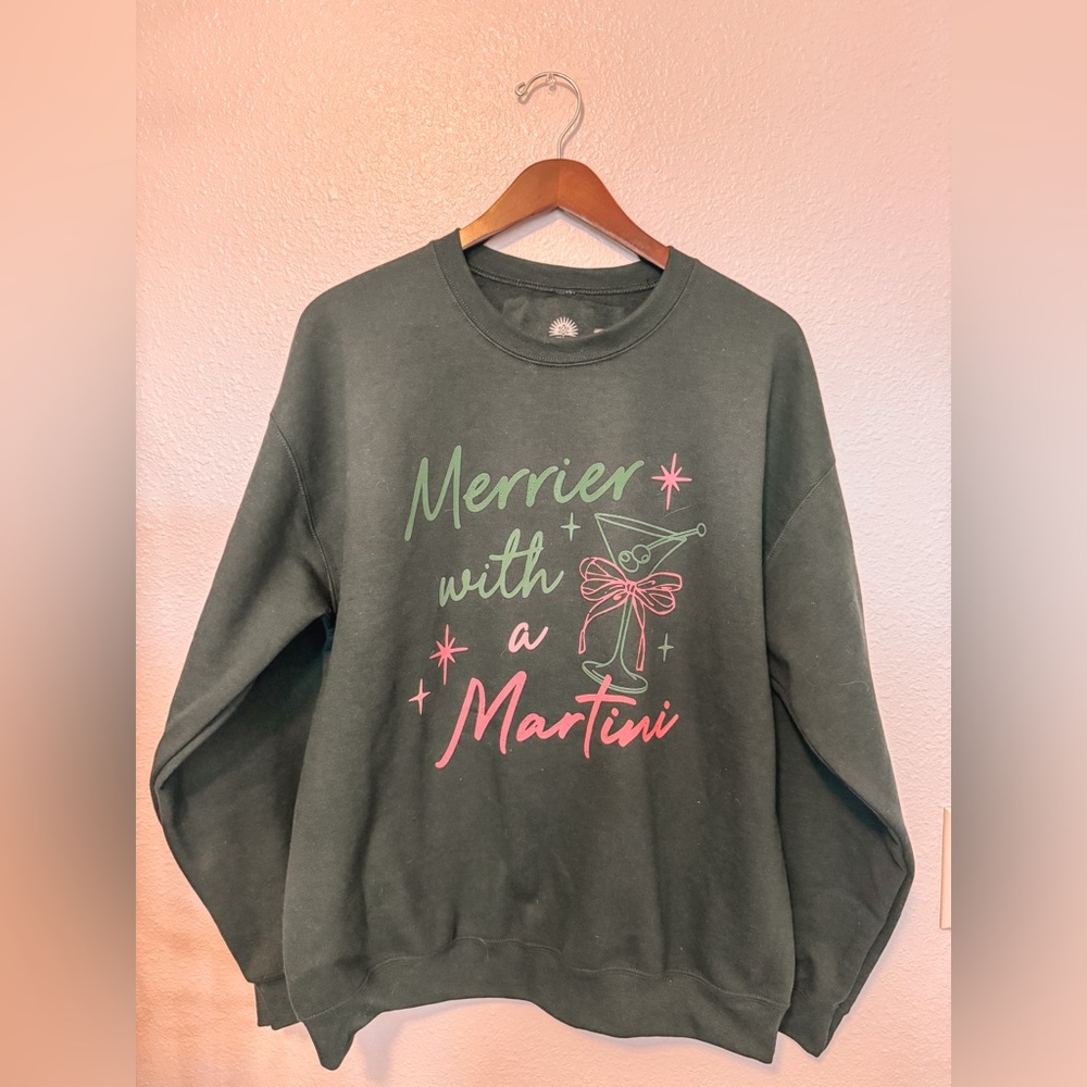 MERRIER WITH A MARTINI CHRISTMAS SWEATER